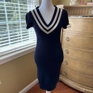 NWT Ralph Lauren Navy and Cream Knit Mini Dress